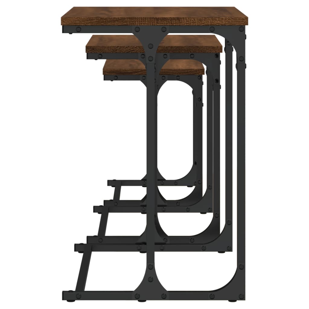 vidaXL Nesting Coffee Tables 3 pcs Brown Oak Engineered Wood