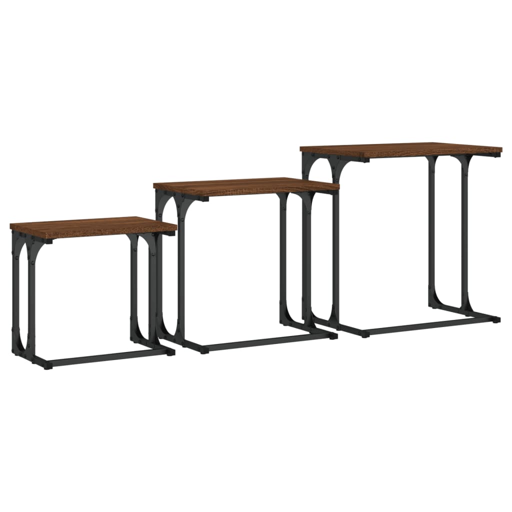 vidaXL Nesting Coffee Tables 3 pcs Brown Oak Engineered Wood