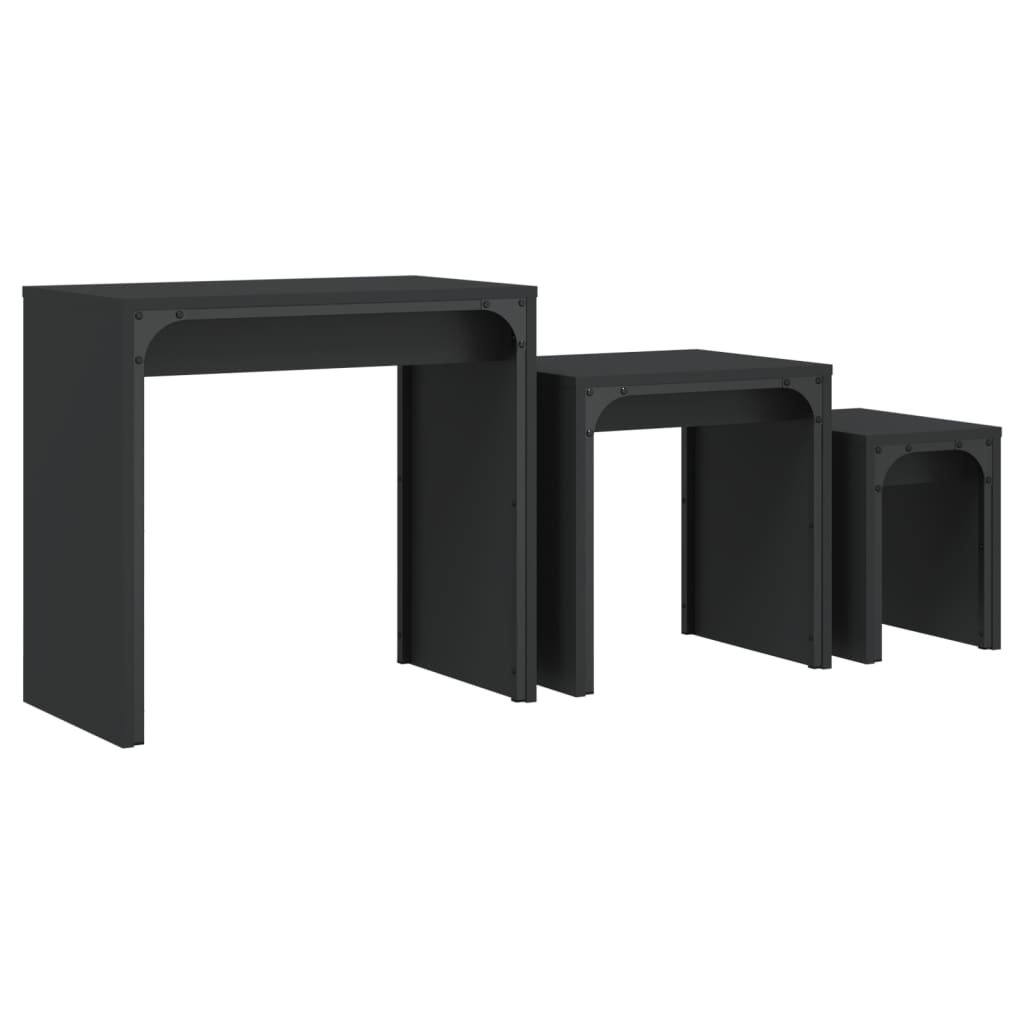 vidaXL Nesting Coffee Tables 3 pcs Black Engineered Wood