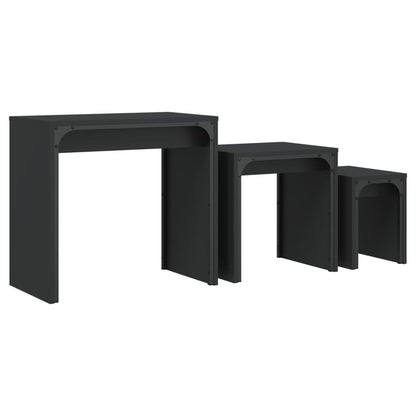 vidaXL Nesting Coffee Tables 3 pcs Black Engineered Wood