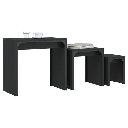 vidaXL Nesting Coffee Tables 3 pcs Black Engineered Wood