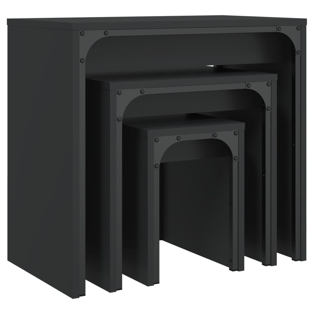 vidaXL Nesting Coffee Tables 3 pcs Black Engineered Wood