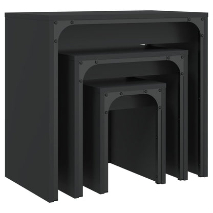 vidaXL Nesting Coffee Tables 3 pcs Black Engineered Wood
