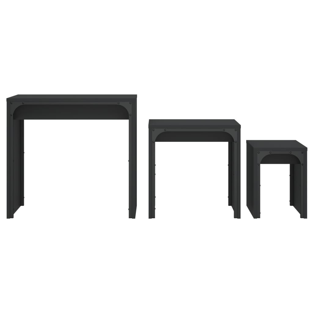 vidaXL Nesting Coffee Tables 3 pcs Black Engineered Wood