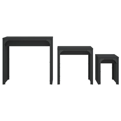 vidaXL Nesting Coffee Tables 3 pcs Black Engineered Wood