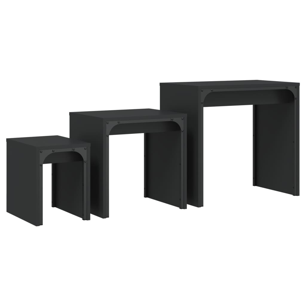 vidaXL Nesting Coffee Tables 3 pcs Black Engineered Wood