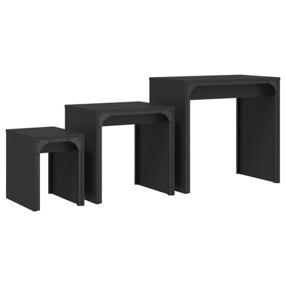 vidaXL Nesting Coffee Tables 3 pcs Black Engineered Wood