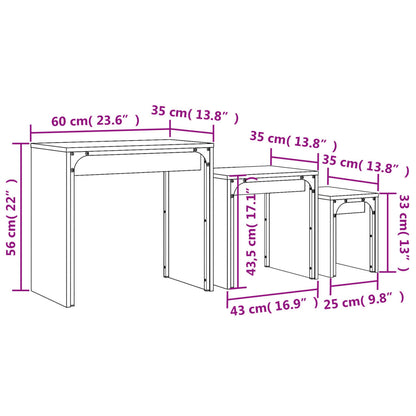 vidaXL Nesting Coffee Tables 3 pcs Black Engineered Wood