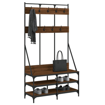 vidaXL Clothes Rack with Shoe Storage Brown Oak 100x40x184 cm