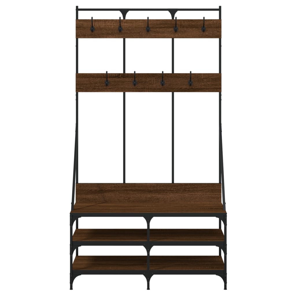 vidaXL Clothes Rack with Shoe Storage Brown Oak 100x40x184 cm
