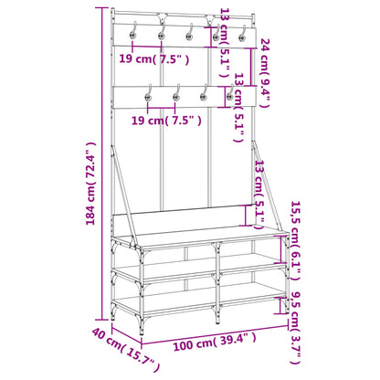 vidaXL Clothes Rack with Shoe Storage Brown Oak 100x40x184 cm