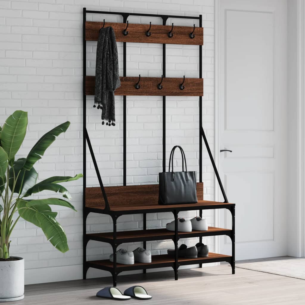 vidaXL Clothes Rack with Shoe Storage Brown Oak 100x40x184 cm