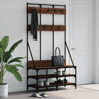 vidaXL Clothes Rack with Shoe Storage Brown Oak 100x40x184 cm