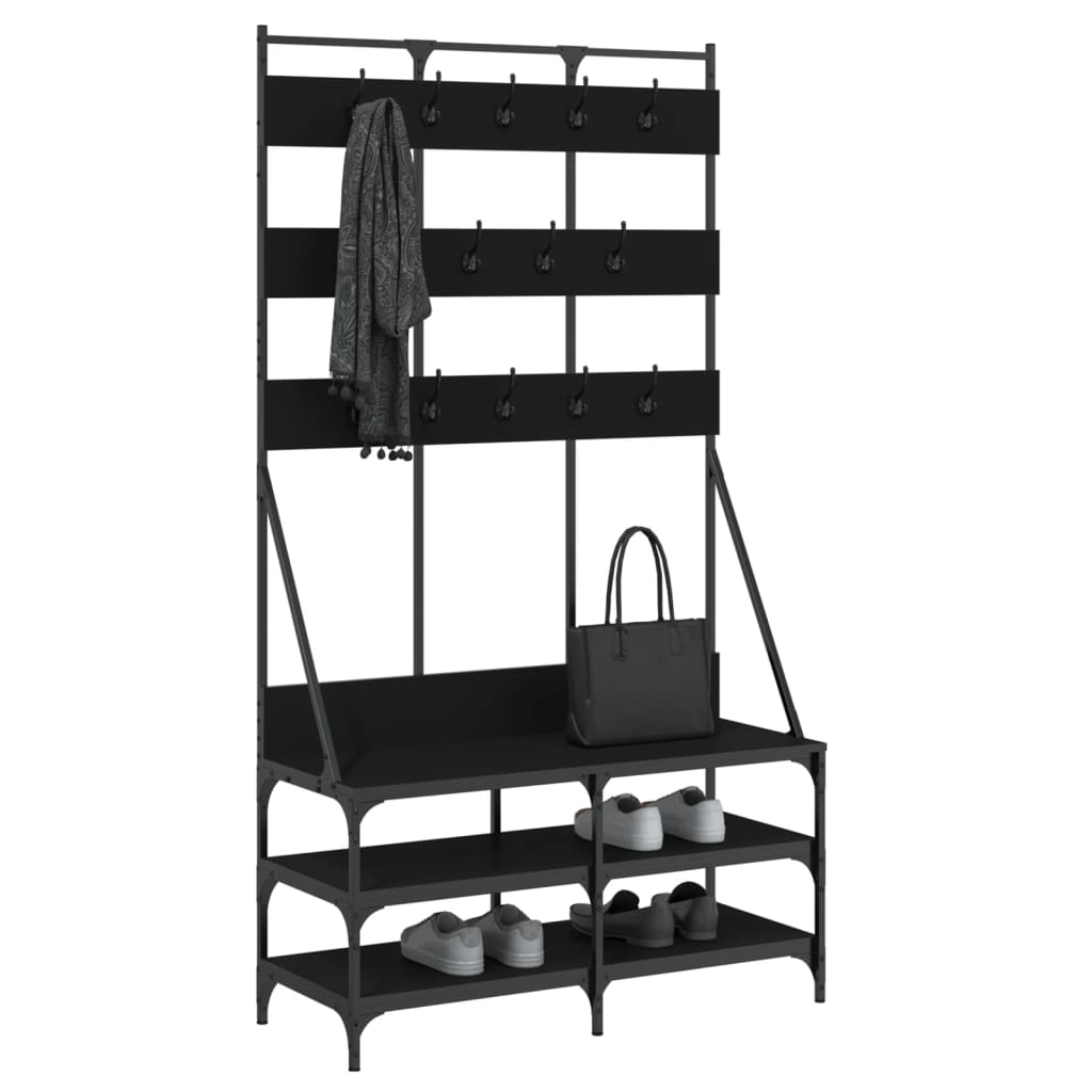 vidaXL Clothes Rack with Shoe Storage Black 100x40x184 cm