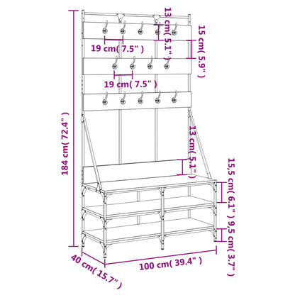 vidaXL Clothes Rack with Shoe Storage Black 100x40x184 cm