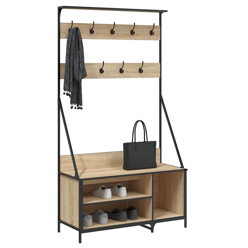 vidaXL Clothes Rack with Shoe Storage Sonoma Oak 100x41x184 cm