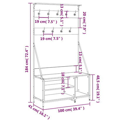 vidaXL Clothes Rack with Shoe Storage Sonoma Oak 100x41x184 cm