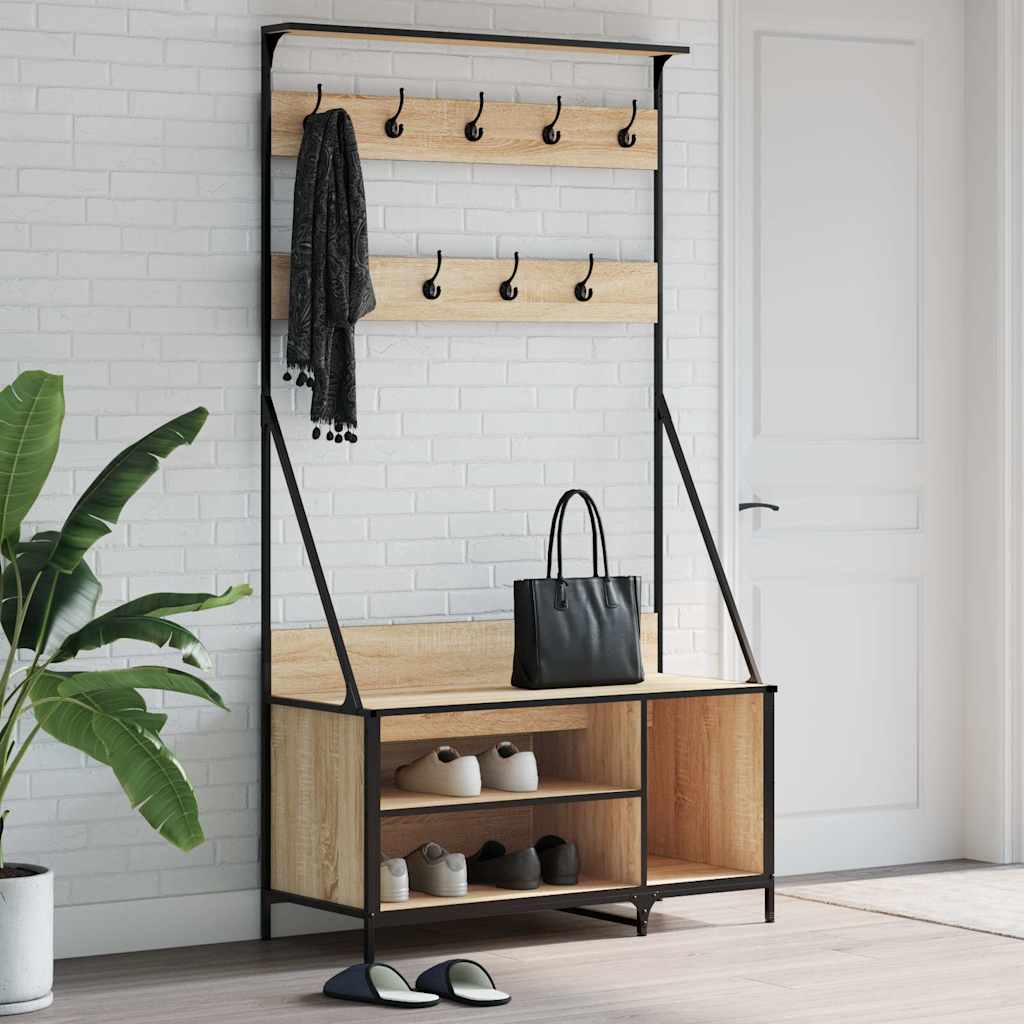 vidaXL Clothes Rack with Shoe Storage Sonoma Oak 100x41x184 cm