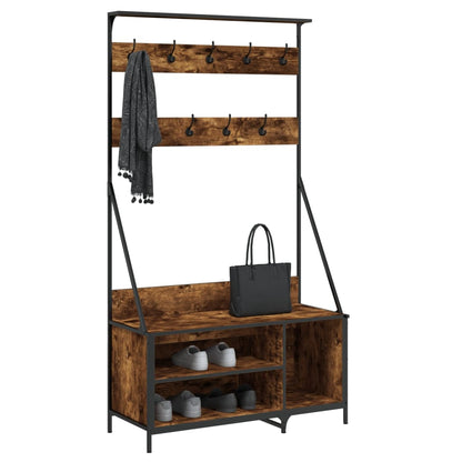 vidaXL Clothes Rack with Shoe Storage Smoked Oak 100x41x184 cm