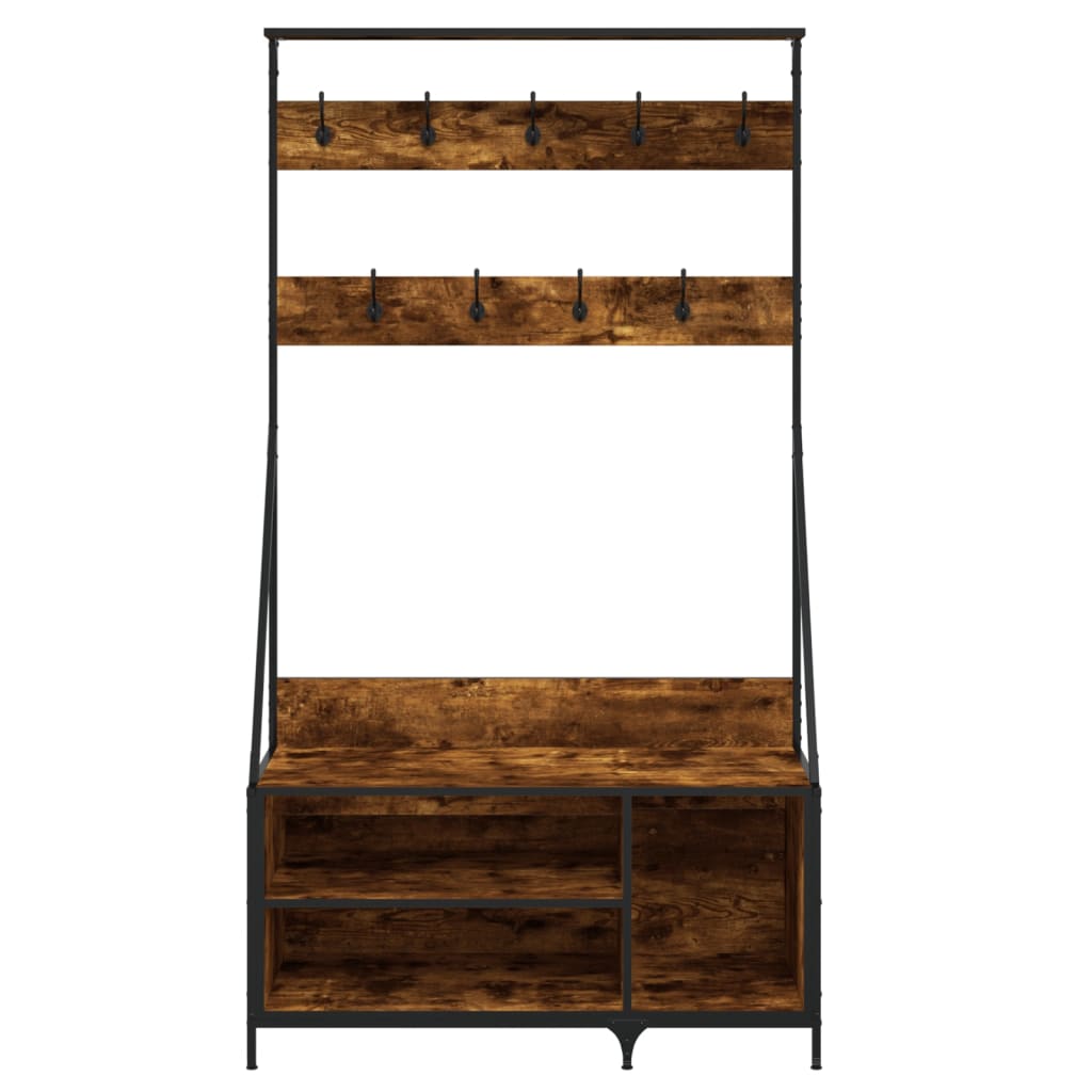 vidaXL Clothes Rack with Shoe Storage Smoked Oak 100x41x184 cm