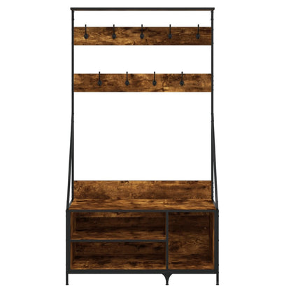 vidaXL Clothes Rack with Shoe Storage Smoked Oak 100x41x184 cm