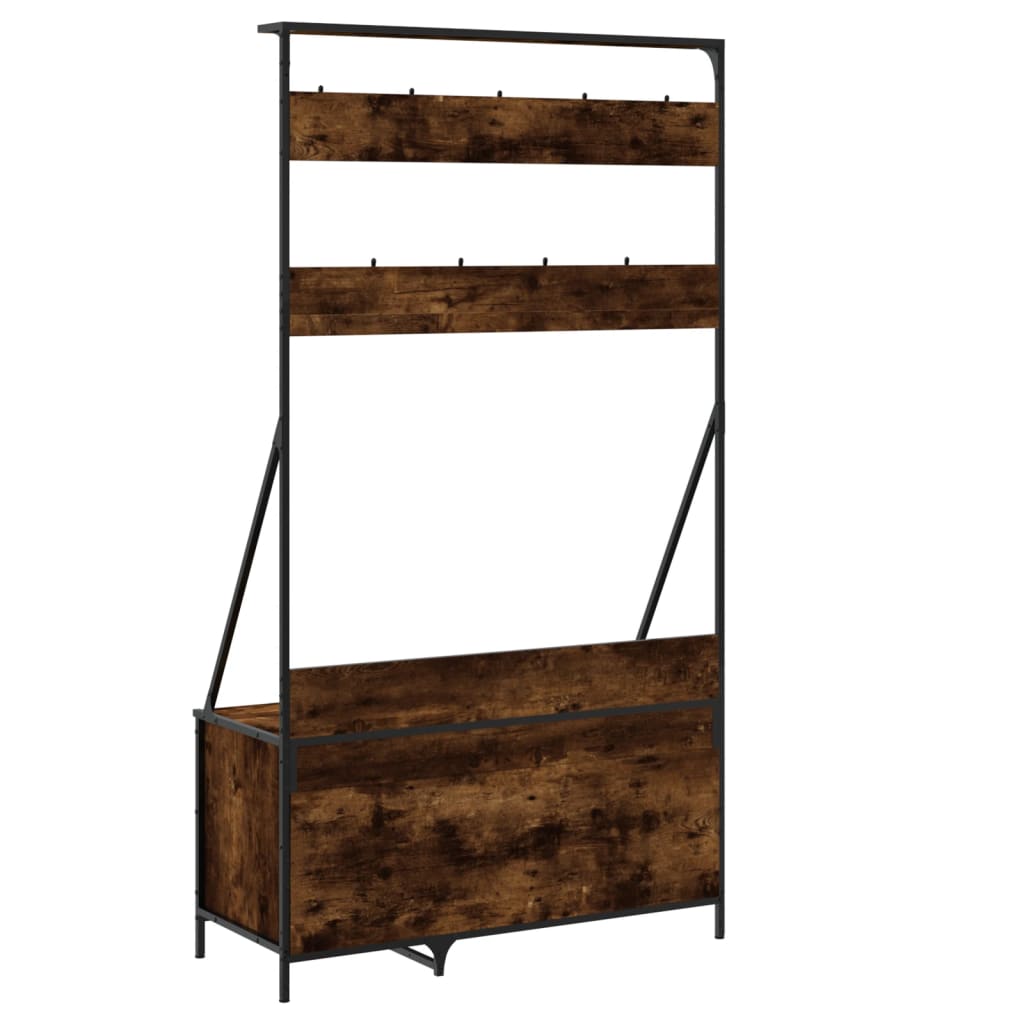 vidaXL Clothes Rack with Shoe Storage Smoked Oak 100x41x184 cm