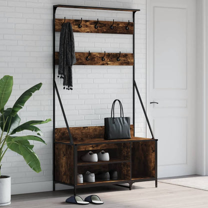 vidaXL Clothes Rack with Shoe Storage Smoked Oak 100x41x184 cm