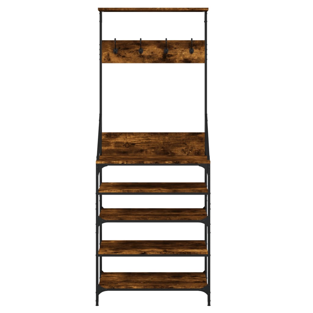 vidaXL Clothes Rack with Shoe Storage Smoked Oak 70x34x184 cm