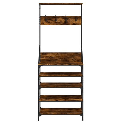 vidaXL Clothes Rack with Shoe Storage Smoked Oak 70x34x184 cm