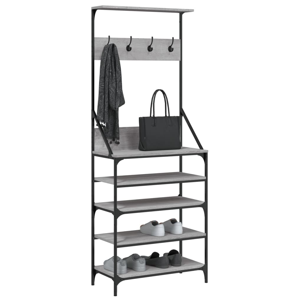 vidaXL Clothes Rack with Shoe Storage Grey Sonoma 70x34x184 cm