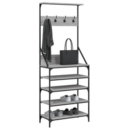 vidaXL Clothes Rack with Shoe Storage Grey Sonoma 70x34x184 cm