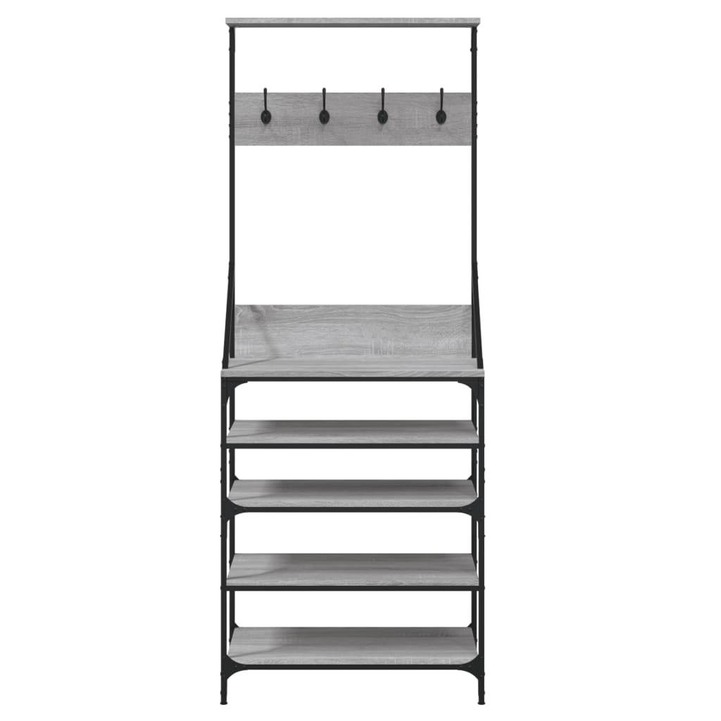 vidaXL Clothes Rack with Shoe Storage Grey Sonoma 70x34x184 cm