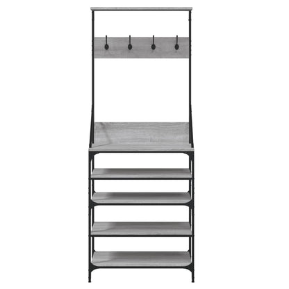 vidaXL Clothes Rack with Shoe Storage Grey Sonoma 70x34x184 cm