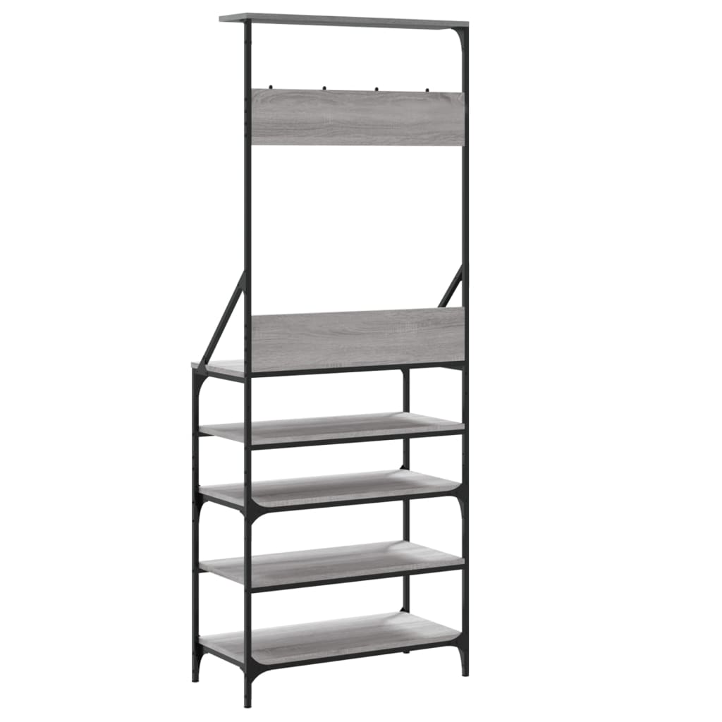 vidaXL Clothes Rack with Shoe Storage Grey Sonoma 70x34x184 cm