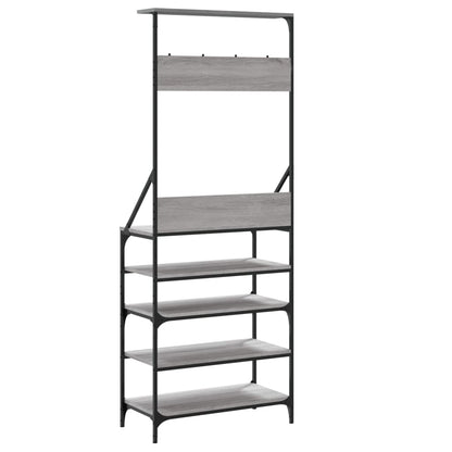 vidaXL Clothes Rack with Shoe Storage Grey Sonoma 70x34x184 cm