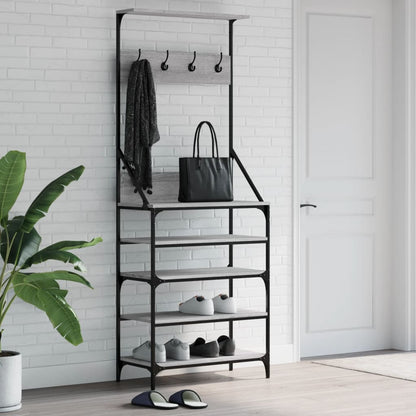 vidaXL Clothes Rack with Shoe Storage Grey Sonoma 70x34x184 cm
