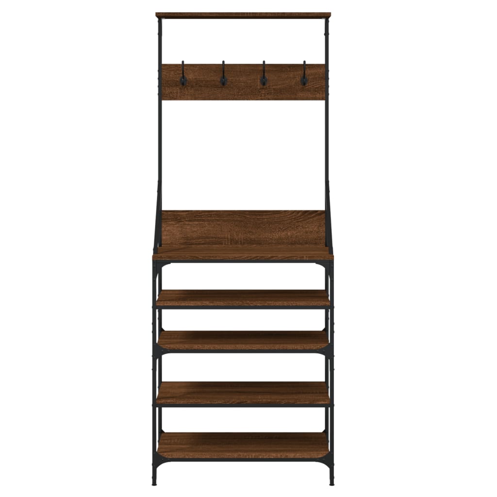 vidaXL Clothes Rack with Shoe Storage Brown Oak 70x34x184 cm
