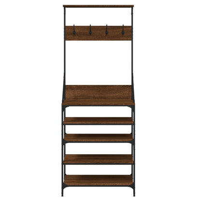 vidaXL Clothes Rack with Shoe Storage Brown Oak 70x34x184 cm