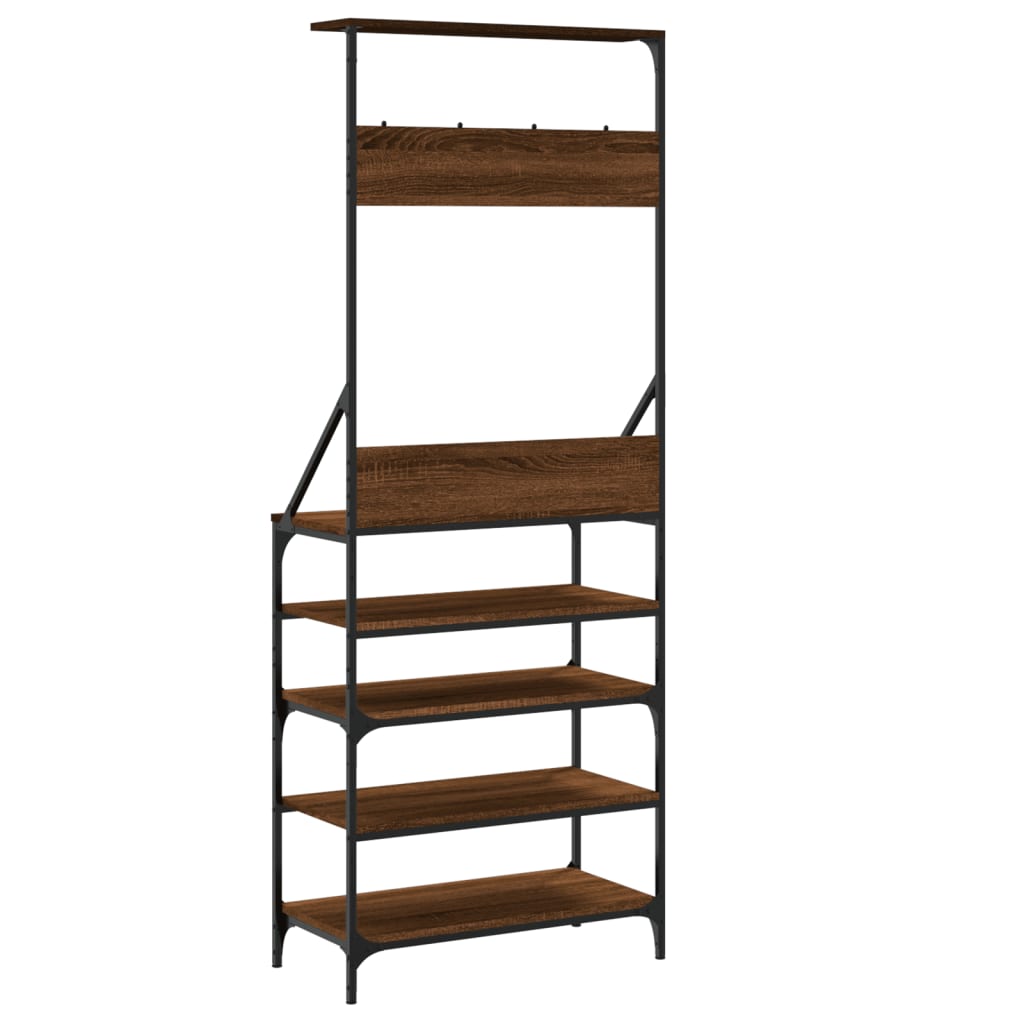 vidaXL Clothes Rack with Shoe Storage Brown Oak 70x34x184 cm