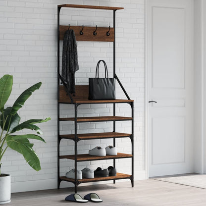 vidaXL Clothes Rack with Shoe Storage Brown Oak 70x34x184 cm