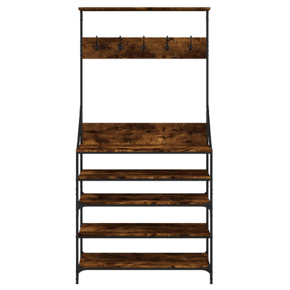 vidaXL Clothes Rack with Shoe Storage Smoked Oak 90x34x184 cm