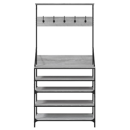 vidaXL Clothes Rack with Shoe Storage Grey Sonoma 90x34x184 cm
