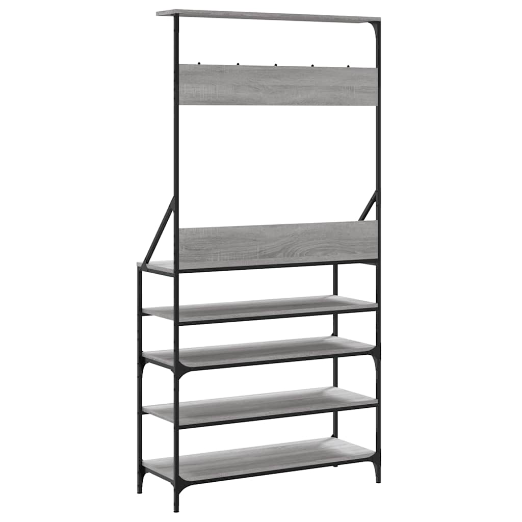 vidaXL Clothes Rack with Shoe Storage Grey Sonoma 90x34x184 cm