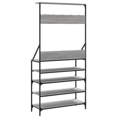 vidaXL Clothes Rack with Shoe Storage Grey Sonoma 90x34x184 cm