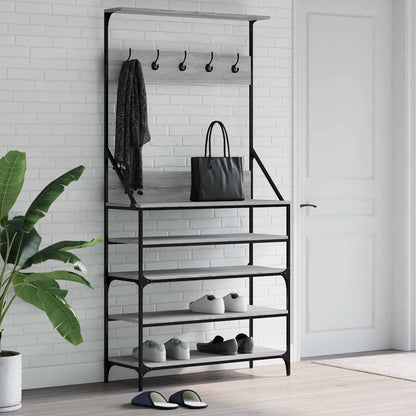 vidaXL Clothes Rack with Shoe Storage Grey Sonoma 90x34x184 cm