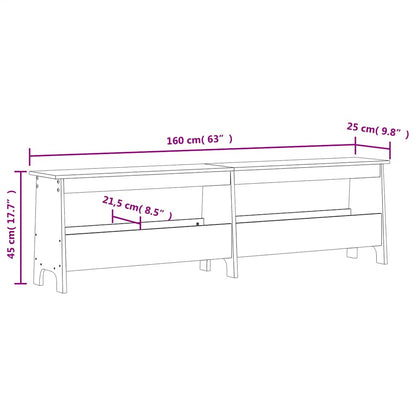 vidaXL Hall Bench 160x28x45 cm Solid Wood Pine