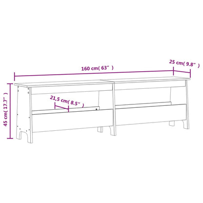 vidaXL Hall Bench White 160x28x45 cm Solid Wood Pine