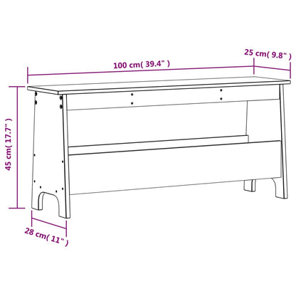 vidaXL Hall Bench White 100x28x45 cm Solid Wood Pine