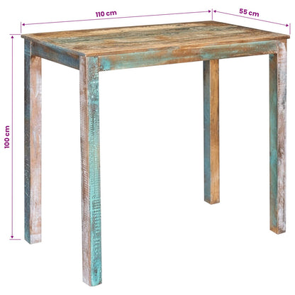vidaXL Bar Table 110 x 55 x 100 cm Solid Reclaimed Wood Multicolour