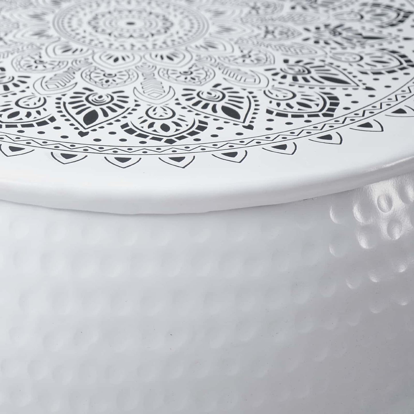 vidaXL Round Coffee Table Hammered White Ø 55 x 55 cm Aluminium